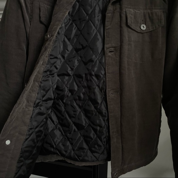 dark grey/brown corduroy button-up jacket with pockets - Picture 3 of 4